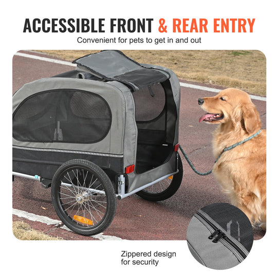 Dog Bike Trailer, Supports Up To 88 Lbs, Folding Frame With Quick Release Wheels