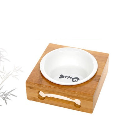 Bamboo dog bowl