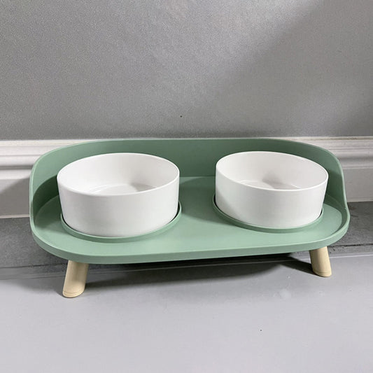 Ceramic Double Bowl Food Bowl