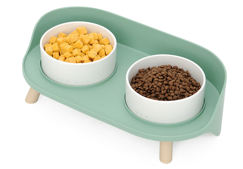 Ceramic Double Bowl Food Bowl