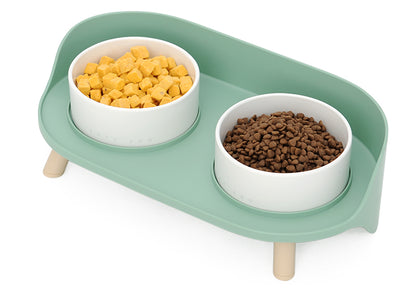 Ceramic Double Bowl Food Bowl