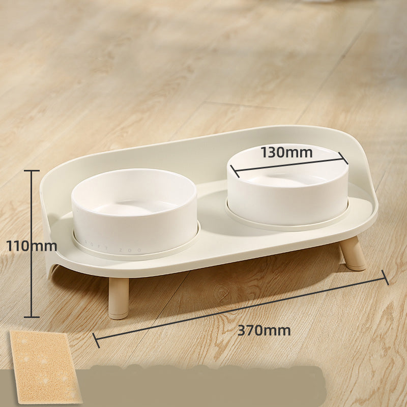 Ceramic Double Bowl Food Bowl