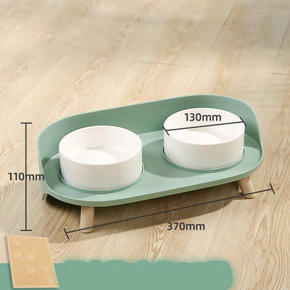 Ceramic Double Bowl Food Bowl