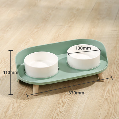 Ceramic Double Bowl Food Bowl