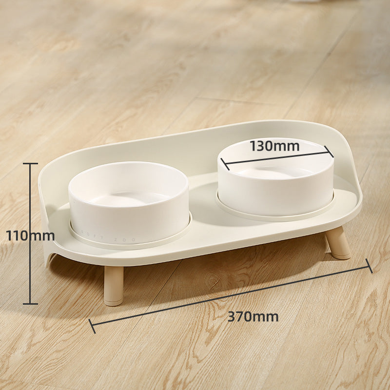 Ceramic Double Bowl Food Bowl
