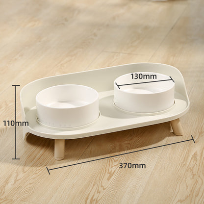 Ceramic Double Bowl Food Bowl