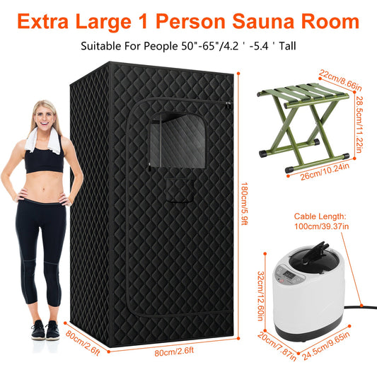 1 Person Steam Sauna For Home With 3L 1200W Steamer Folding Chair Remote Control 9 Steam Output Levels
