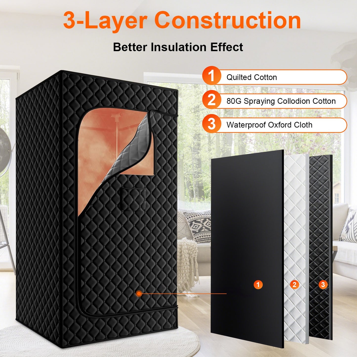 1 Person Steam Sauna For Home With 3L 1200W Steamer Folding Chair Remote Control 9 Steam Output Levels