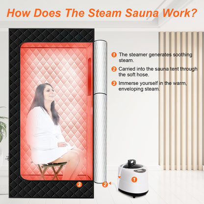 1 Person Steam Sauna For Home With 3L 1200W Steamer Folding Chair Remote Control 9 Steam Output Levels