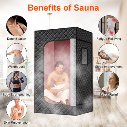 1 Person Steam Sauna For Home With 3L 1200W Steamer Folding Chair Remote Control 9 Steam Output Levels