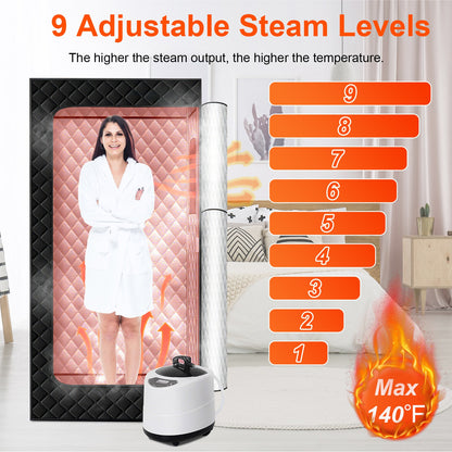 1 Person Steam Sauna For Home With 3L 1200W Steamer Folding Chair Remote Control 9 Steam Output Levels