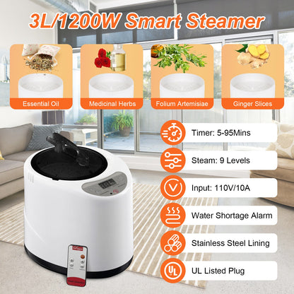 1 Person Steam Sauna For Home With 3L 1200W Steamer Folding Chair Remote Control 9 Steam Output Levels