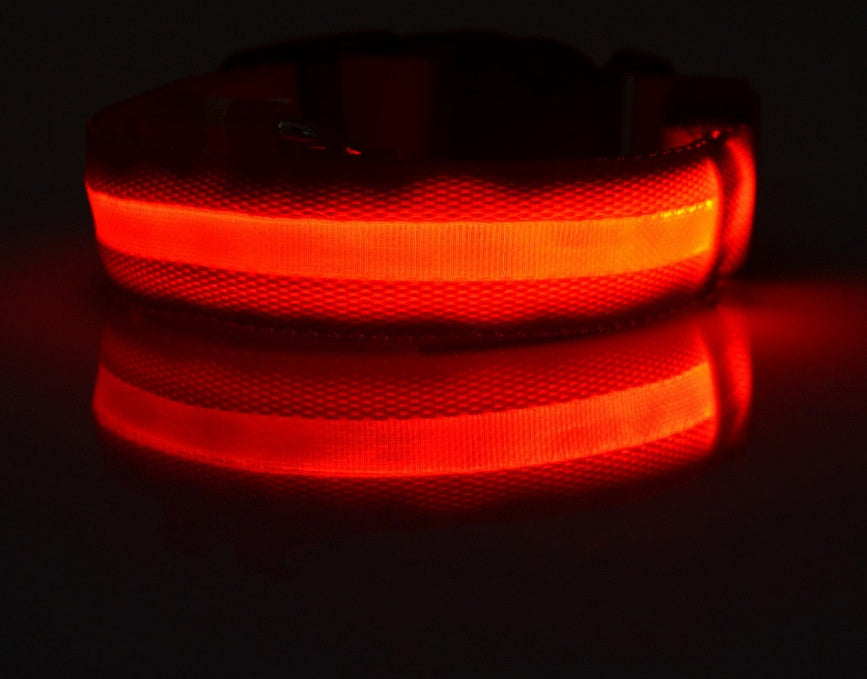 Nylon LED Pet Dog Luminous Collar Night Safety