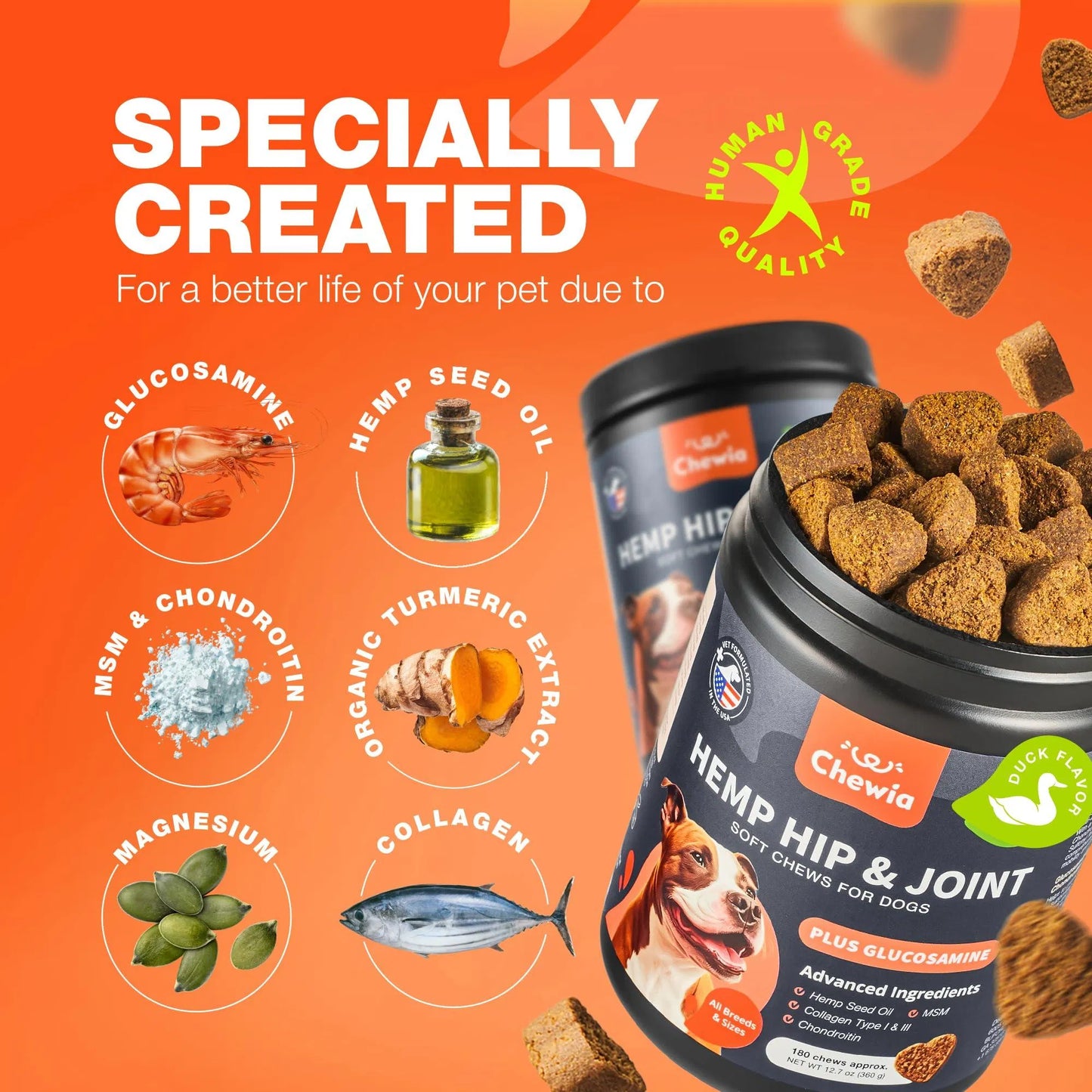 Glucosamine For Dogs Hemp Hip And Joint Supplement