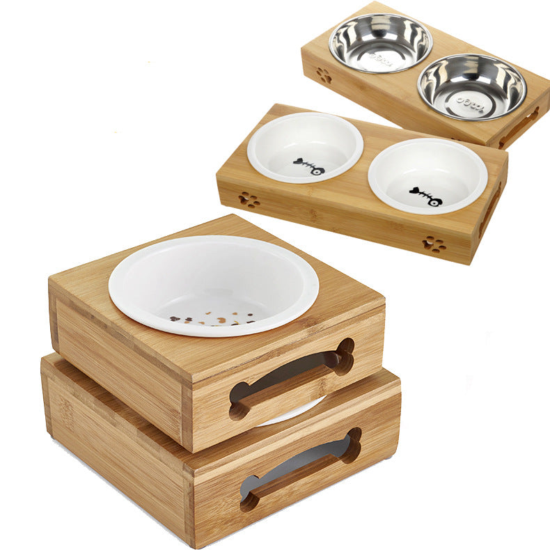 Bamboo dog bowl