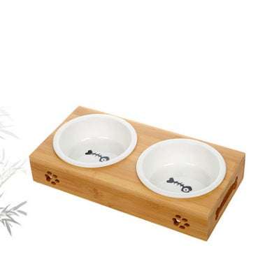 Bamboo dog bowl